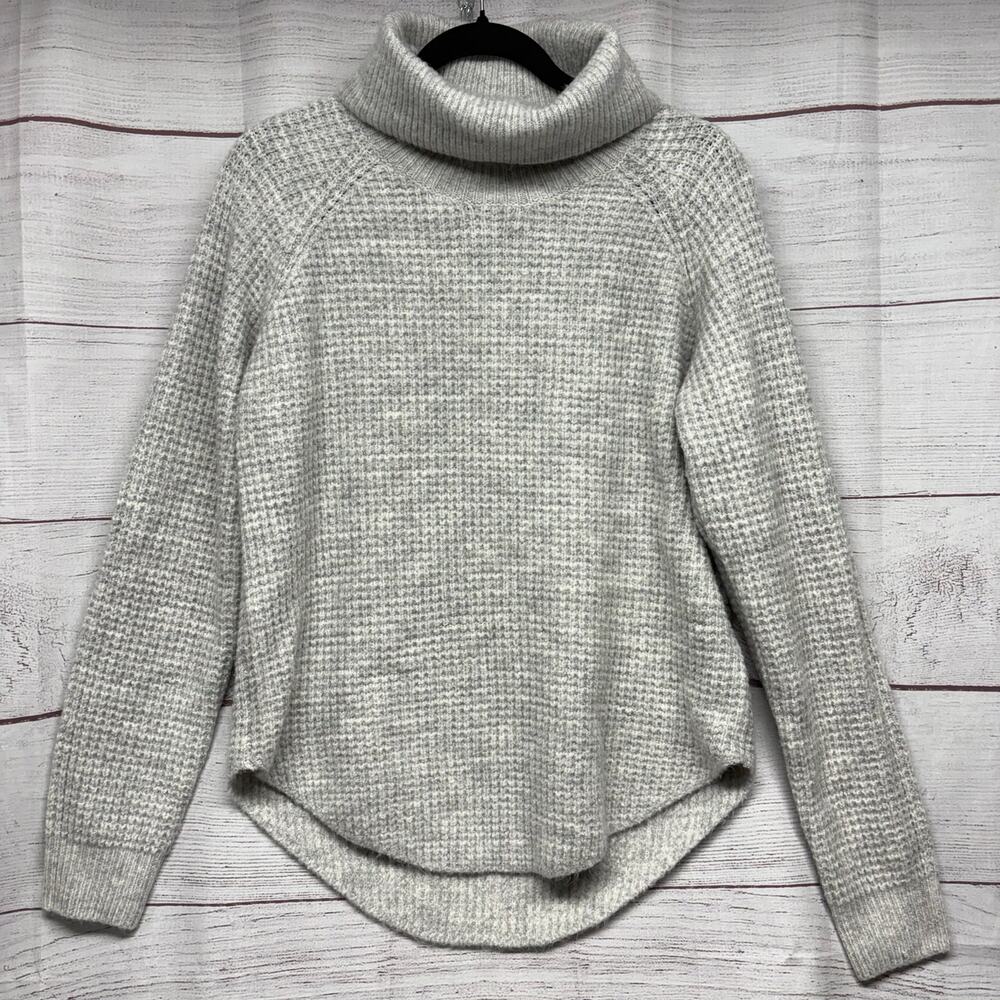 KUHL Sienna Sweater Women M Gray Cowl Neck Waffle Knit Pullover 4411 Gorpcore